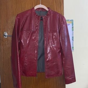 American Base Dark Red Leather Jacket